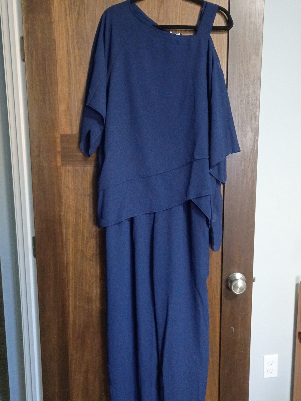 Asymmetrical Navy Two-Piece Jumpsuit Set